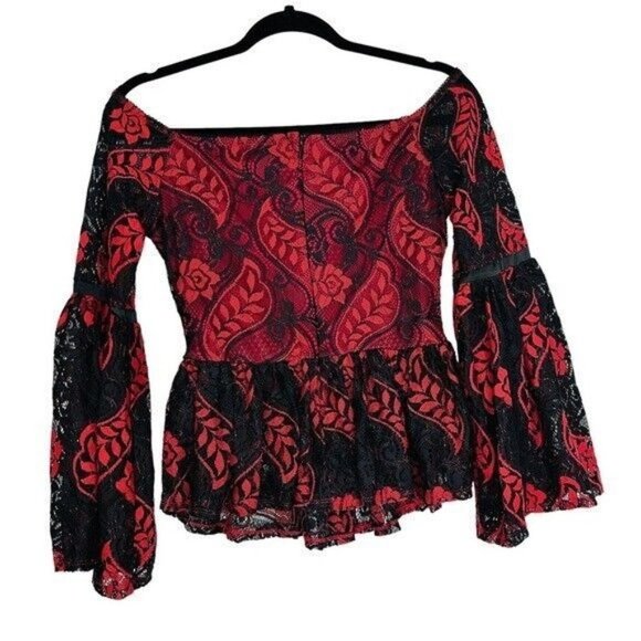 ROMEO And Juliet C Lace Red Off The Shoulder Top Gothic Women’s Size Small - Picture 5 of 15